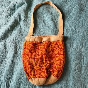 Floral Crossbody Bag in Orange and Tan